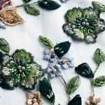 140cm Width 3D Flower Lace Fabric / Flower Embroidery Lace For Home Textile