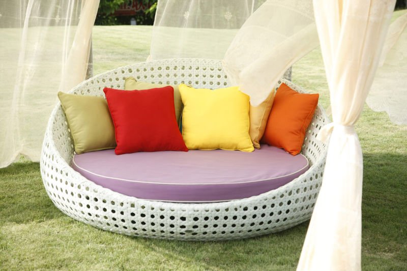 Outdoor Garden Rattan Woven Round Bed with Canopy NO Foldable 2-3 Years Rattan