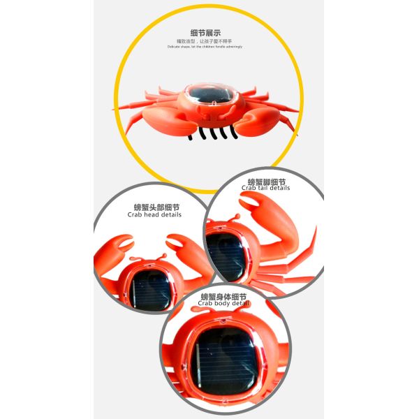 Animation Small Solar Powered Crab Sea Animal Marine Solar Powered Toy