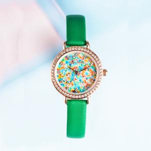 Wholesale Green 3ATM Ladies Wrist Watch Leather Strap from china suppliers
