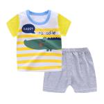 Summer Kids Pajama Set Plain Animal Short Sleeve Tee And Shorts