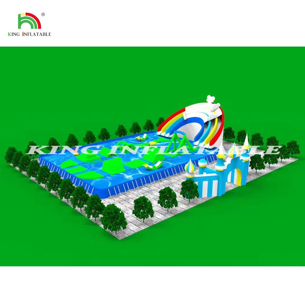 Customized Land Water Amusement Equipment Pool Slides Outdoor Inflatable Water Park