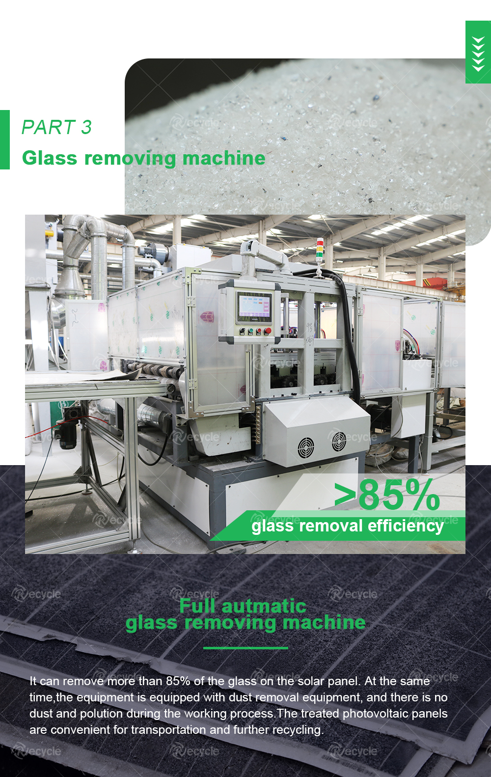 Recycling Equipment for Different Waste Solar Panels Advanced Silicon Recycling Plant