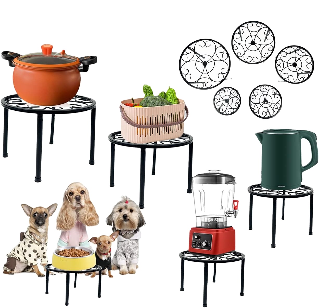 Powder Coated Iron Plant Shelf Heavy Duty Round Rack for Outdoor and Indoor Plants Ideal