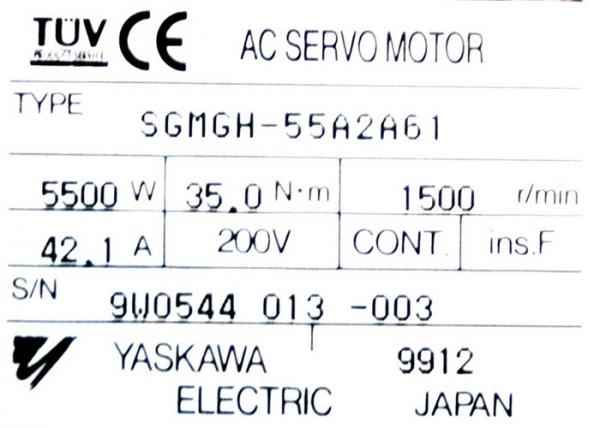 Quality Industrial Yaskawa 1500r/min  Servo Motor SGMGH-55A2A61 5500W  42.1A Made in Japan for sale