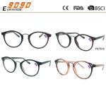 Fashionable reading glasses ,made of plastic with metal nose pad,suitable for