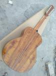 Koa wood Handmade jumbo acoustic 12 string armrest bevelled cutway 12 Strings