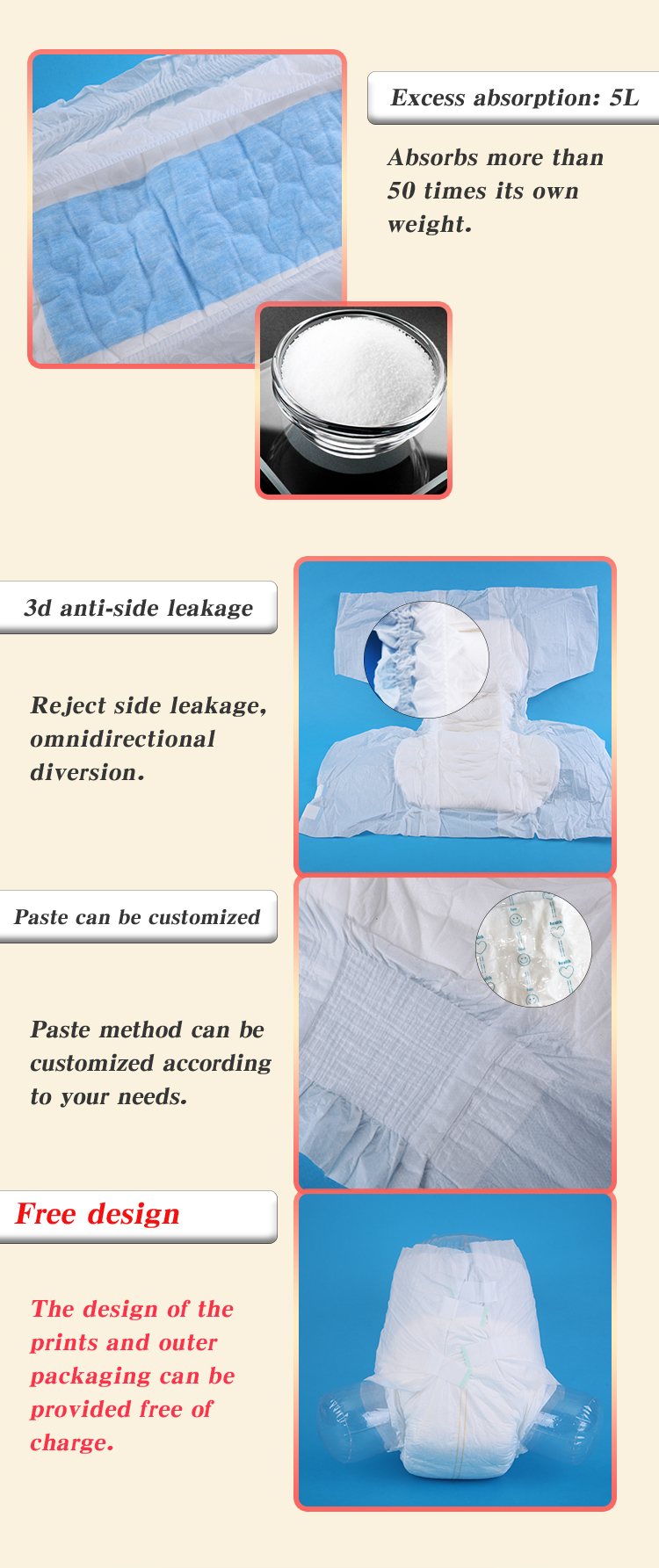 Japan SAP Incontinence Bed Pad Disposable Medical Adult Diaper with PP Frontal Tape