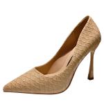 069990-1 European And American Sexy Pointed-Toe Shallow Mouth High Heels Plaid