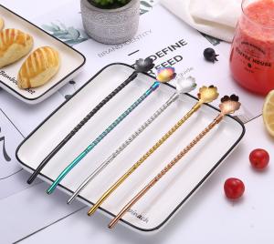 Wholesale Spoon Type Reusable Stainless Steel Straws In Fashionable Design 22.2*2.5cm from china suppliers