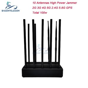 Wholesale 10 Antennas 100w 80m GPS Desktop Jammer WiFi 2G 3G 4G 5G from china suppliers