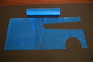 Wholesale Blue Plastic Aprons Disposable On The Roll With Round Neck Waist Tie 26&quot;X48&quot; from china suppliers