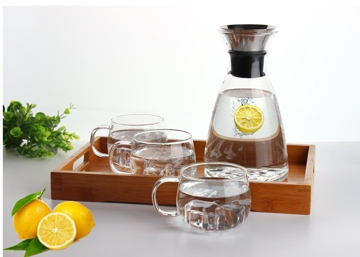 1000ml Clear Glass Water Pitcher , Glass Iced Tea Pitcher With Lid