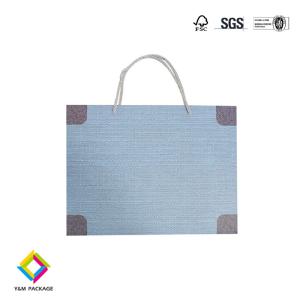 Wholesale Luxury Blue Color White Card Paper Bags For Gift Packaging With Ribbon Handle from china suppliers