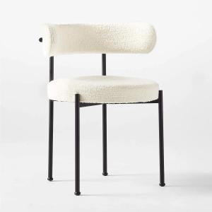 Wholesale Adjustable White Boucle Dining Chair with Metal Iron Legs Style Modern Kitchen Room Furniture from china suppliers