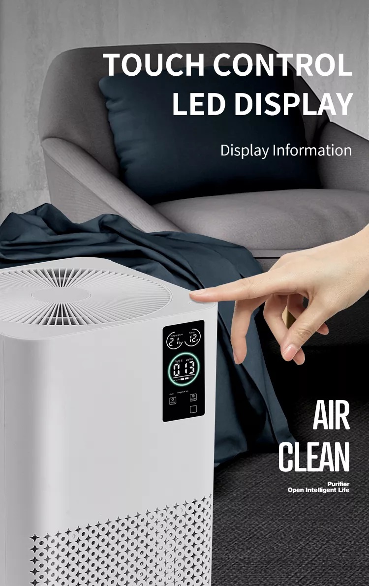 Household WIFI Air Purifiers Air Ionizer Ozone Free Room Hepa Filter Smart Touch Control Home Air Purifier Equipment