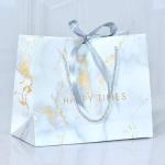 Bulk Marble Kraft Christmas Paper Gift Bags With Logo Custom Print
