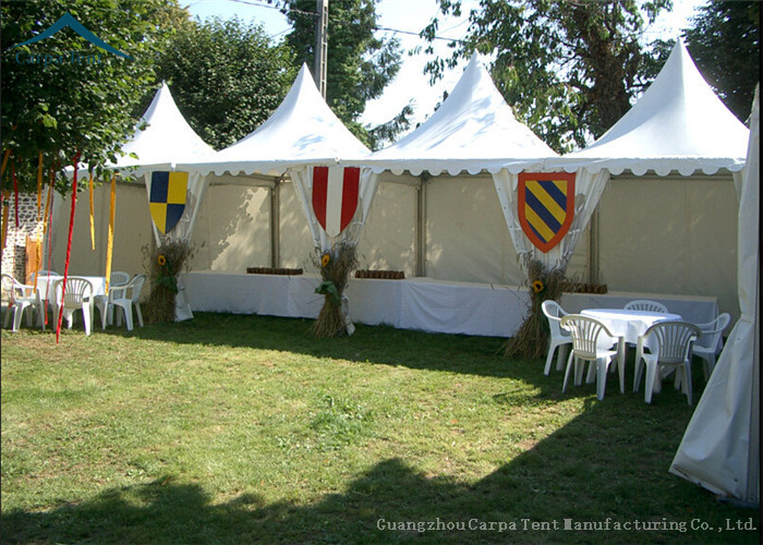 6m * 6m Pagoda Type Garden Party Tent Decorate With Linings And Curtains