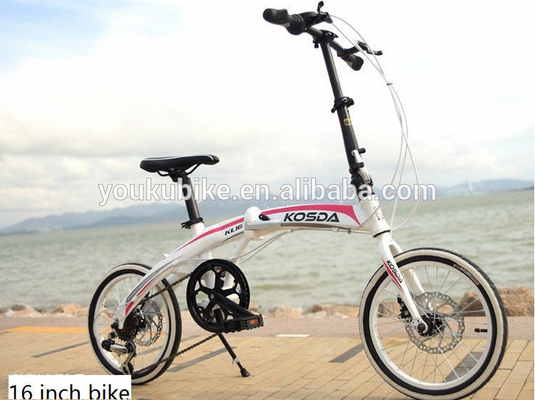 Aluminum Alloy Ladies Disc Brake 16 Inch Folding Bike
