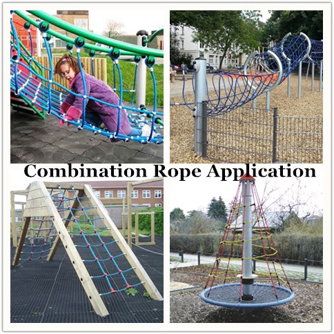 16mm 6 strand PET or PP outdoor combination playground rope for climbing net
