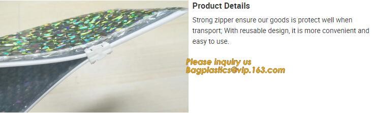 Holographic Zipper Slider Zip Lock Bubble Bag,Cosmetic Zipper Bag/Rose Gold Slider Bubble Bag with Logo,Slider Bubble Zi