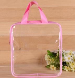 Wholesale Heat Seal Transparent PVC Swim Bag , Cosmetic Piping Plastic Zipper Pouch With Handle from china suppliers