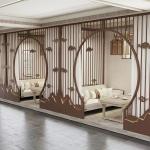 304 Stainless Steel Screen Partition Wall Hollowed Out Hotel Room Divider Screen