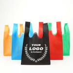 Custom Logo Retail Biodegradable Grocery Reusable Shopping Tote T-Shirt Plastic