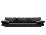 Light Luxury Minimalist Multi-seat Black Hotel Room Leather Sofa With Metal