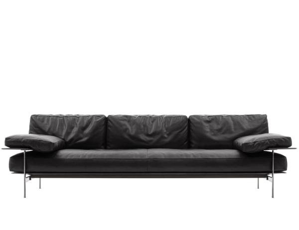Light Luxury Minimalist Multi-seat Black Hotel Room Leather Sofa With Metal