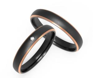 Wholesale Shiny / Satin Finish Black Titanium Mens Wedding Ring With Silver / Gold Inlay from china suppliers