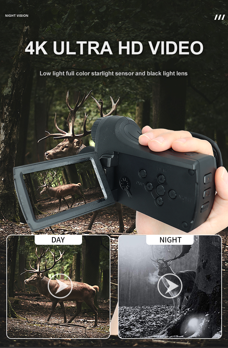 Long Range Scope + Night Vision +Recording Functions Max 700 Meter And 512GB Memory Infrared Handheld 4K DV Camera