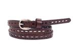 Elegant Hollow Brown Leather Belt For Girls With Pin Buckle Soft Breathable