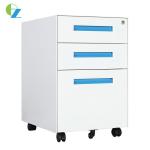 Antiwear Blue Handle Metal Mobile Pedestal Cabinet With 520MM Depth