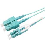 SC - LC Multi Mode duplex Fiber Optic Jumper Cables OM3 - 300 Aqua Color