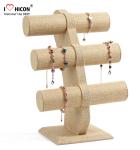 Retail Shop Fashion Accessories Display Stand 3-layer Wood Tabletop Sliver