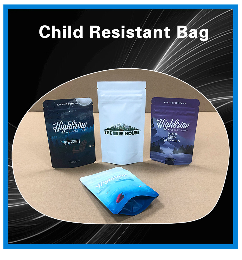 1g Small Size Black Child Resistant Bag With Self-Standing Plastic Zipper Lock