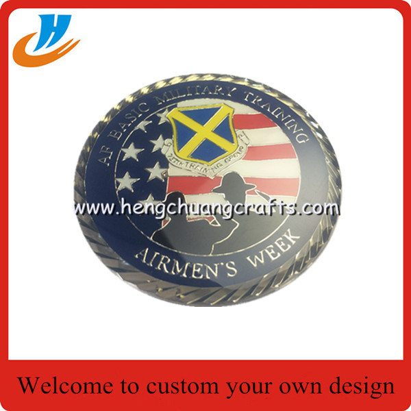 High quality 3D zinc alloy metal souvenir coins antique brass plated challenge coin