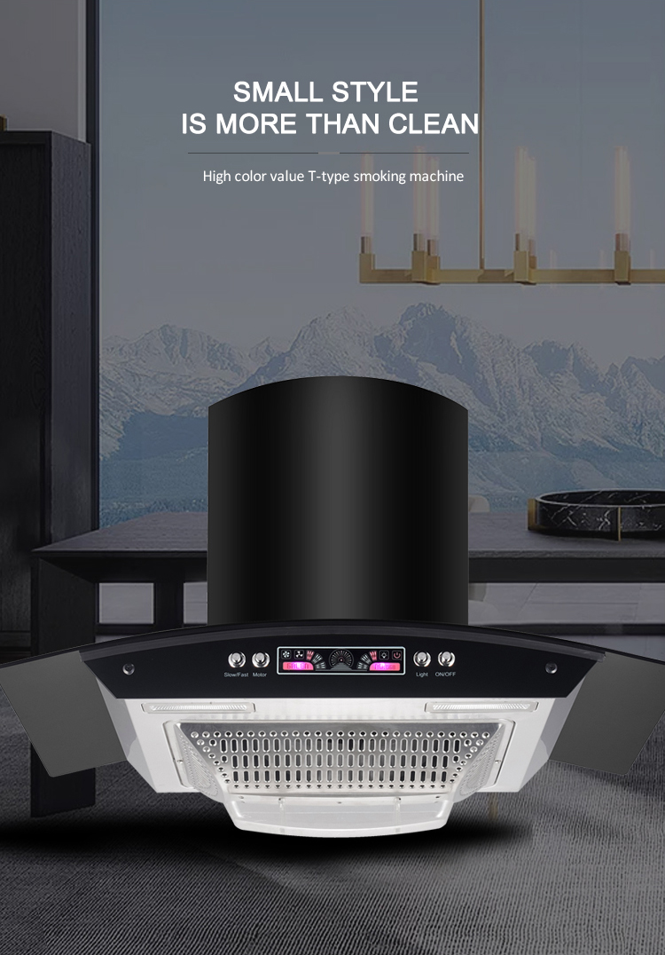 Curved Glass Black Chimney Cooker Hood Extractor 30 Inch
