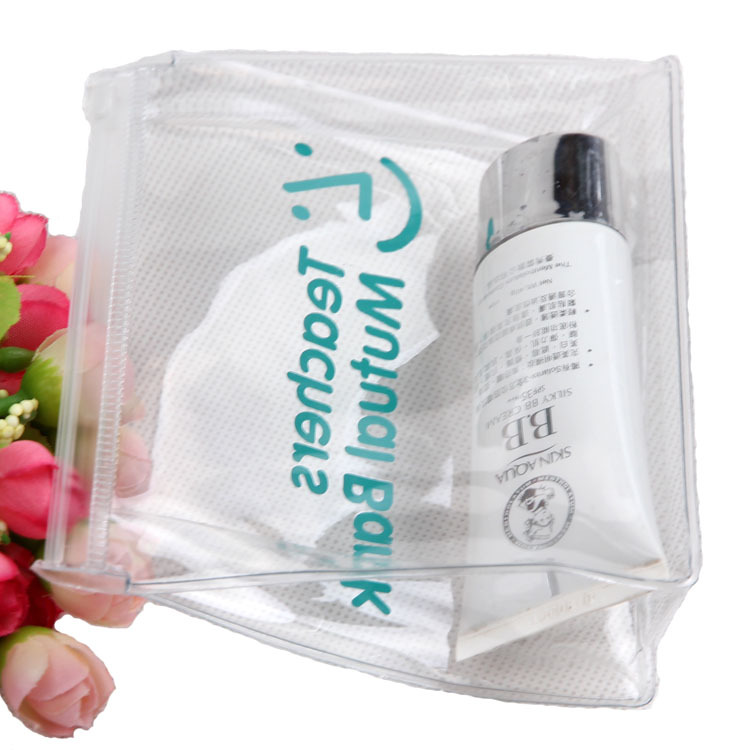 Transparent Custom Printed Brand Logo Clear PVC Zip lock Slider Plastic Bag For Cosmetic/Swimwear/Document Zipper Pouch