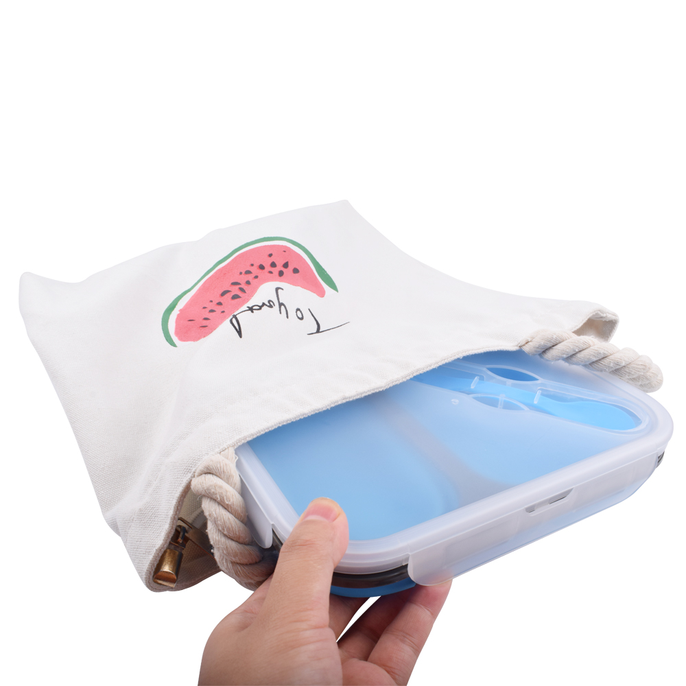 3 Compartment Lunch Containers 350mL 650mL Silicone Foldable Lunch Box