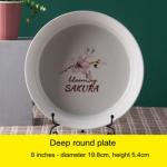 Japanese Cherry Blossom White Round Rectangle Square Baking Dessert Bowl