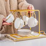Stylish Luxury Gold Rim Coffee Cup Set Ceramic Tea Cup Coffee Mug And Saucer