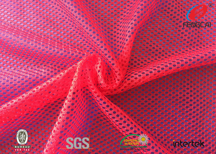 50d FDY 2X2 Wicking Mesh Fabric , Semi - Dull Red Sport Clothing Fabric