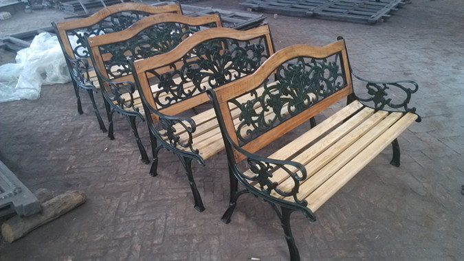 Long Outdoor Wooden Cast Iron Bench Seat Ends For Street Furniture