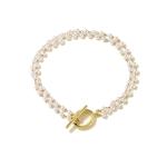 OEM 18k Gold Bracelet Imitation Pearl OT Button Charm Bracelet