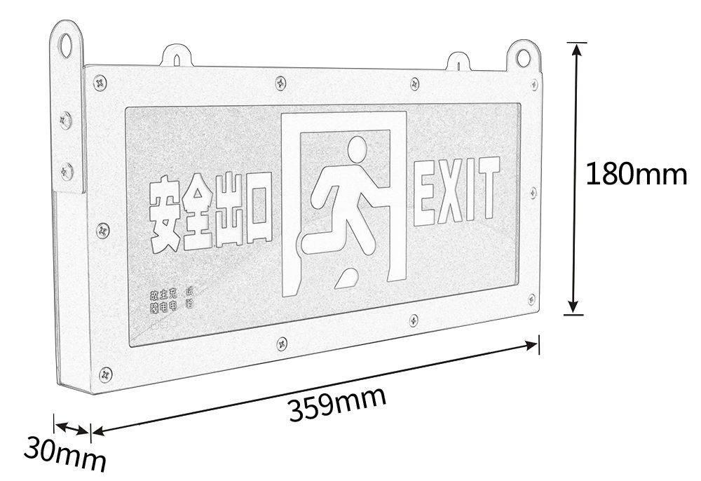 Outdoor Emergency LED Exit Light White 3W 6500K Battery Powered