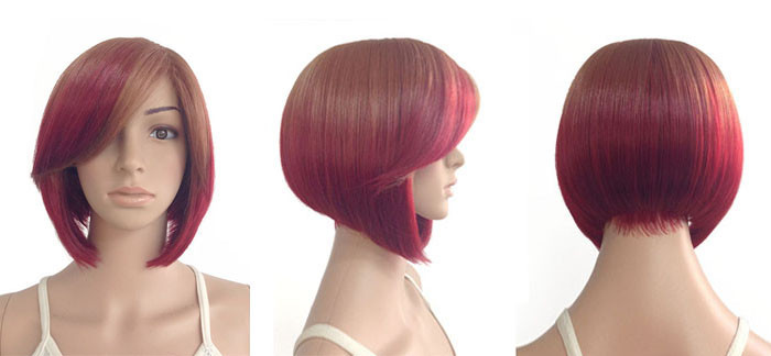 Normal Lace Red Synthetic Hair Wigs 22 Inch Kanekalon Hair Weave