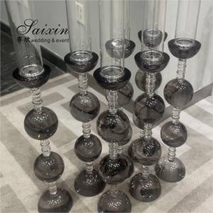 China 70CM 80CM 90CM Antique Wedding Candle Holder Hurricane Crystal Cylinder Globe Round on sale