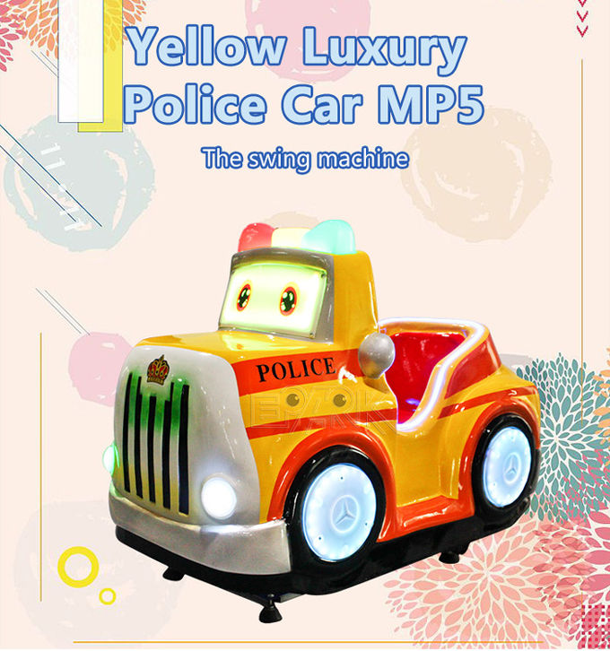 Fiber Glass Luxury Yellow Police rocking car kids machine coin kiddie ride swing on toys for children
